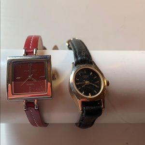 black vintage watch one red vintage watch